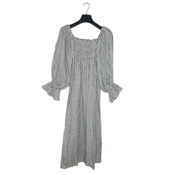 Sleeper NWT Gingham Linen Atlanta Midi Dress Medium - Picture 3 of 9